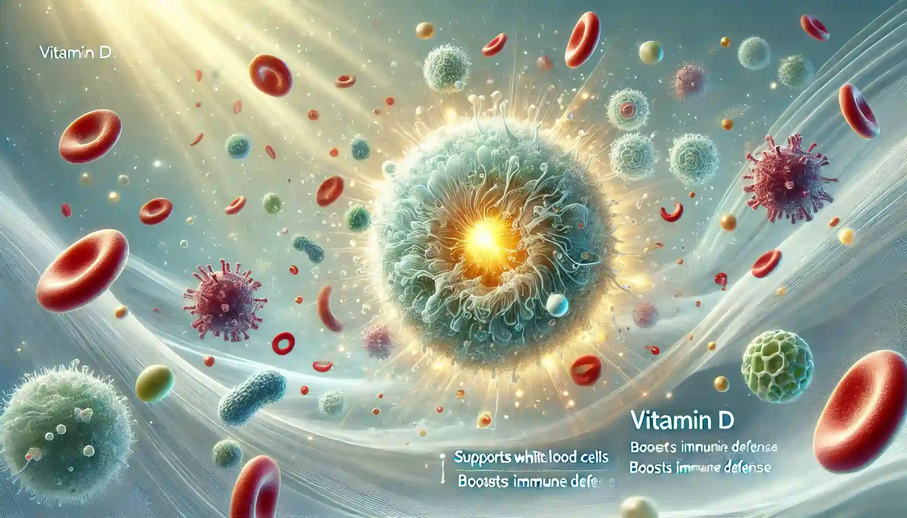 Illustration showing the role of Vitamin D in supporting the immune system.