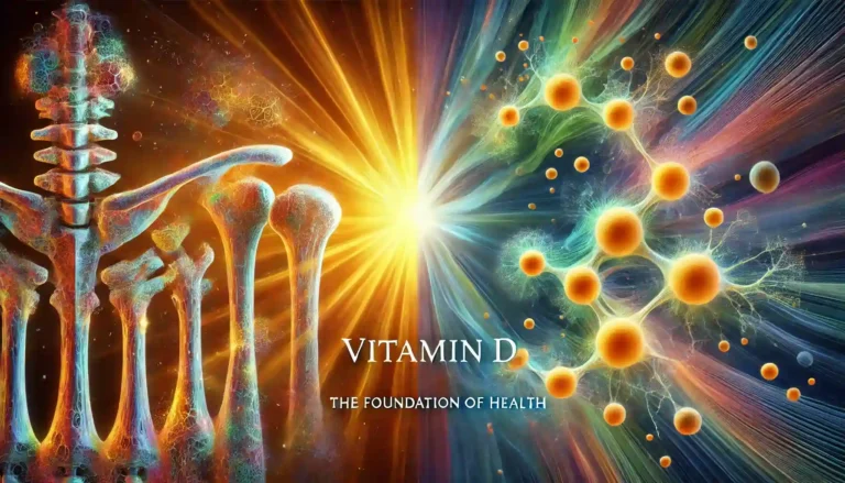 An illustration of Vitamin D benefits for bone health and immunity.