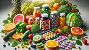 A variety of vitamin bottles and scattered capsules on a white background, showcasing different supplement options.